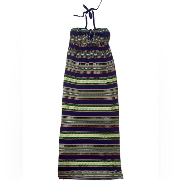 Vintage Missoni NWT Multicolored Striped Knit Halter Maxi Dress - Picture 2 of 12
